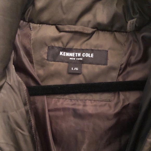 Kenneth Cole olive puffer jacket with faux fur trim - Picture 2 of 6
